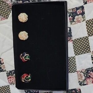 2 pr. fashion goldtone pierced earrings